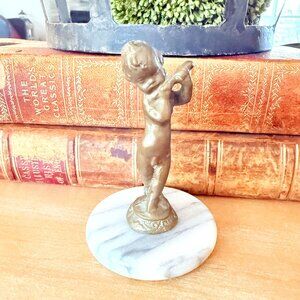 Vintage solid brass and marble Puti Paperweight